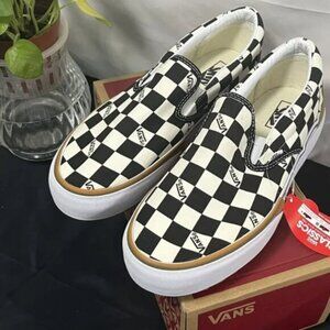 Vans women's Black and White Checkered Slip-On Sneakers